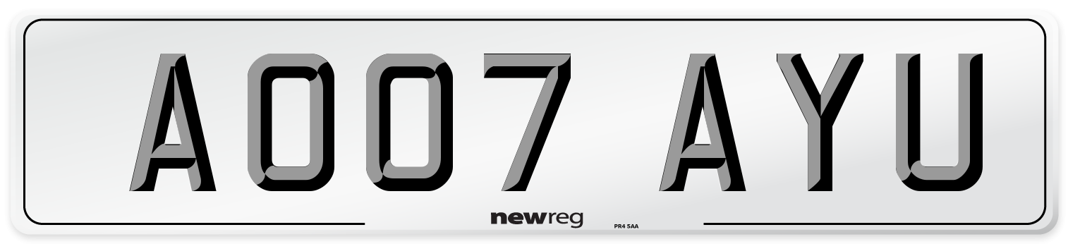 AO07 AYU Number Plate from New Reg